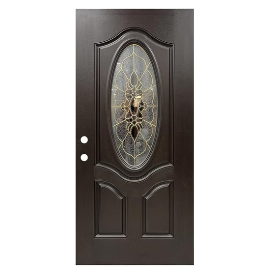 FB-FDF-05M-OV7 Fiberglass Door w. Mahogany Finish