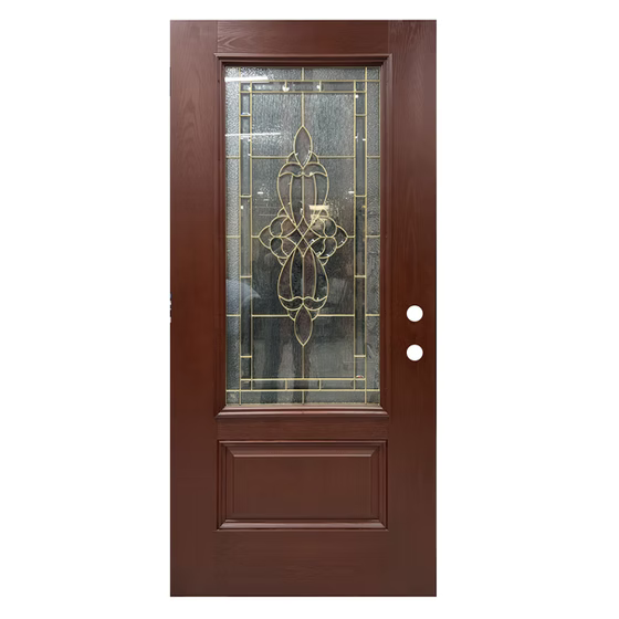 FB-2PO2-301B Fiberglass Door w. Mahogany Finish