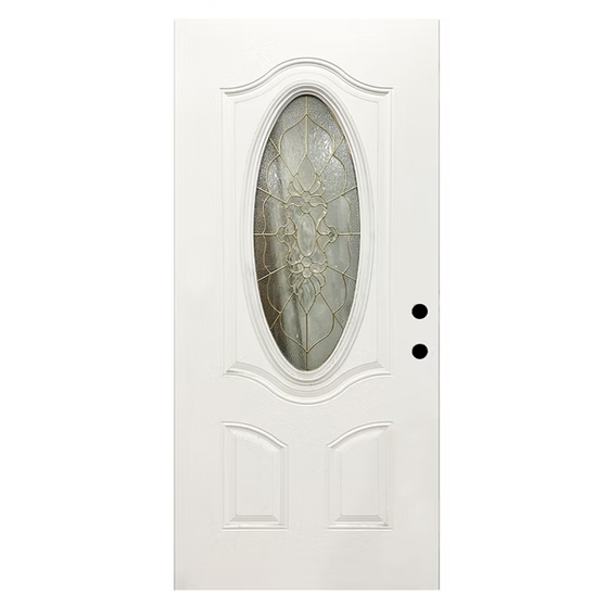White Steel Door Oval Glass Main image