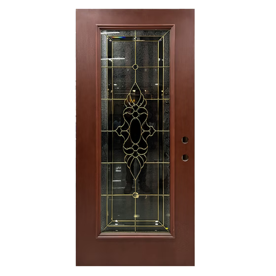 FB-OPM1-800E Fiberglass Door w. Mahogany Finish