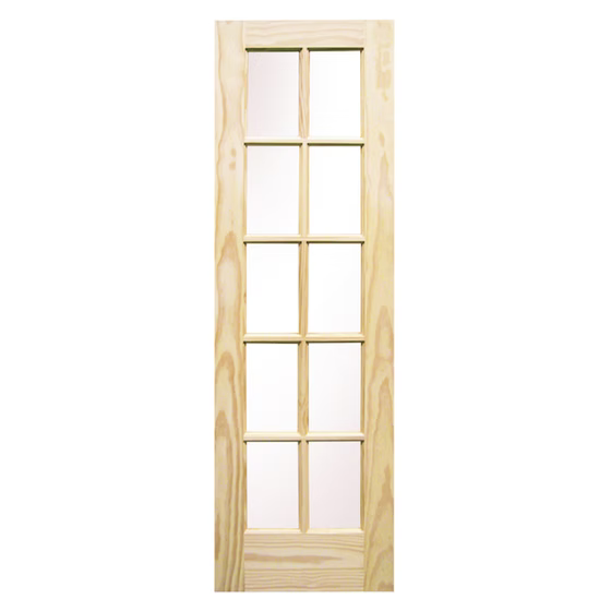 10 Lite Pine Clear Glass French Door