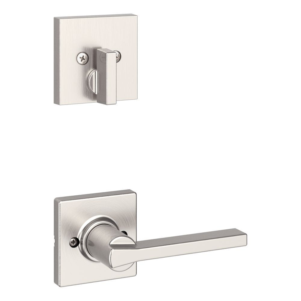 Kwikset 971CSLSQT-15 Single Cylinder Interior Casey Lever Trim with Square Rose Satin Nickel Finish