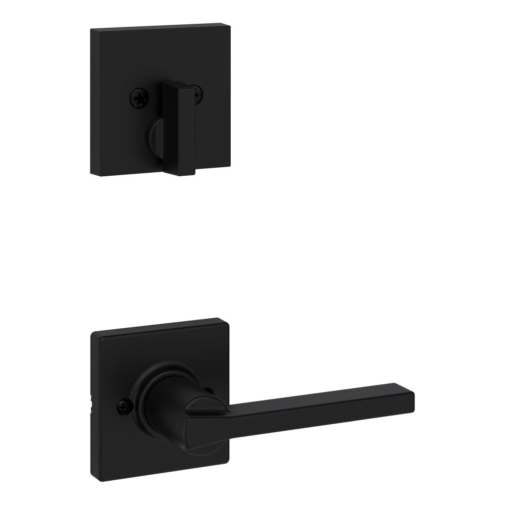 Kwikset 971CSLSQT-514 Single Cylinder Interior Casey Lever Trim with Square Rose Matte Black Finish
