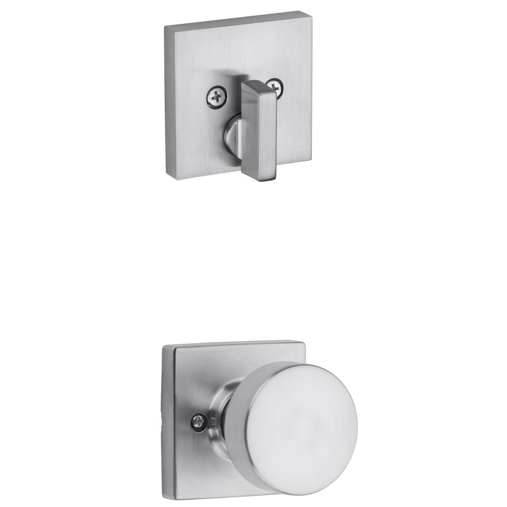 Kwikset 971PSKSQT-26D Single Cylinder Interior Pismo Knob Trim with Square Rose Satin Chrome Finish