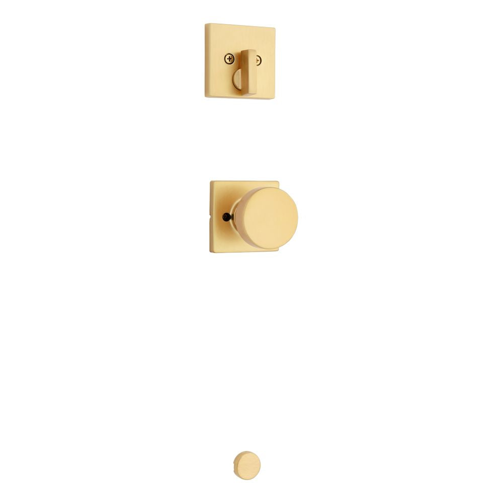 Kwikset 971PSKSQT-4 Single Cylinder Interior Pismo Knob Trim with Square Rose Satin Brass Finish