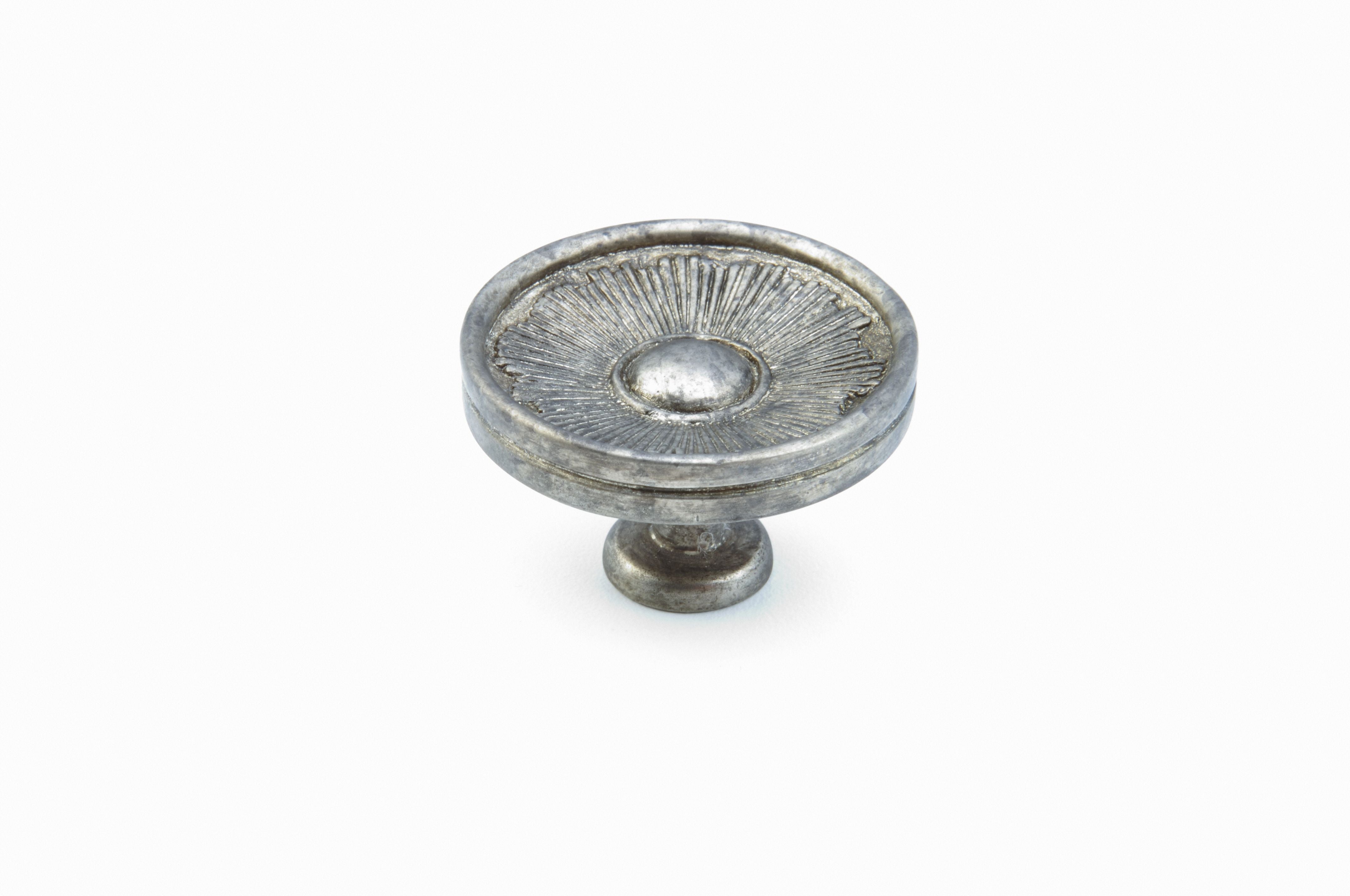 Schaub 972-SA 1-3/8" Sunburst Cabinet Knob Silver Antique Finish Main image