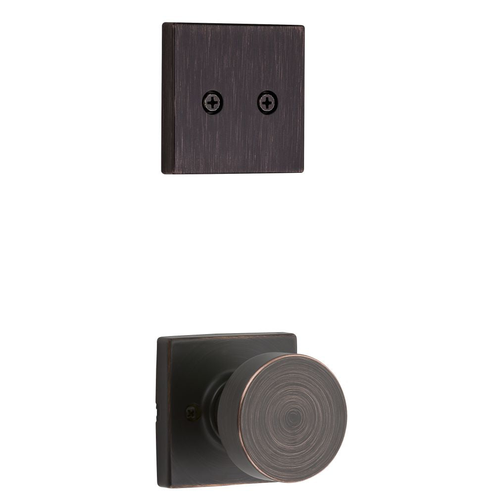 Kwikset 973PSKSQT-11P Dummy Interior Pismo Knob Trim with Square Rose Venetian Bronze Finish
