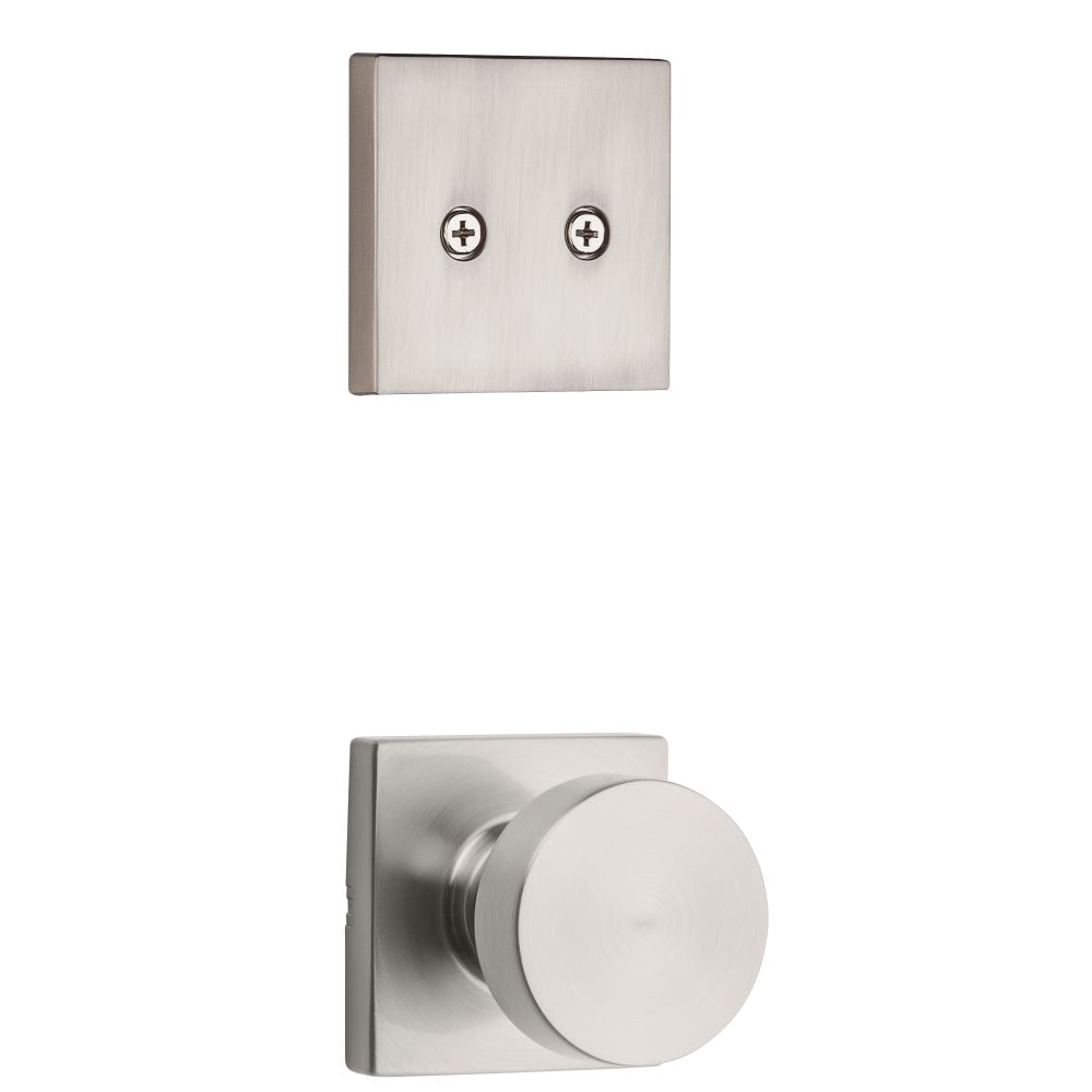 Kwikset 973PSKSQT-15 Dummy Interior Pismo Knob Trim with Square Rose Satin Nickel Finish