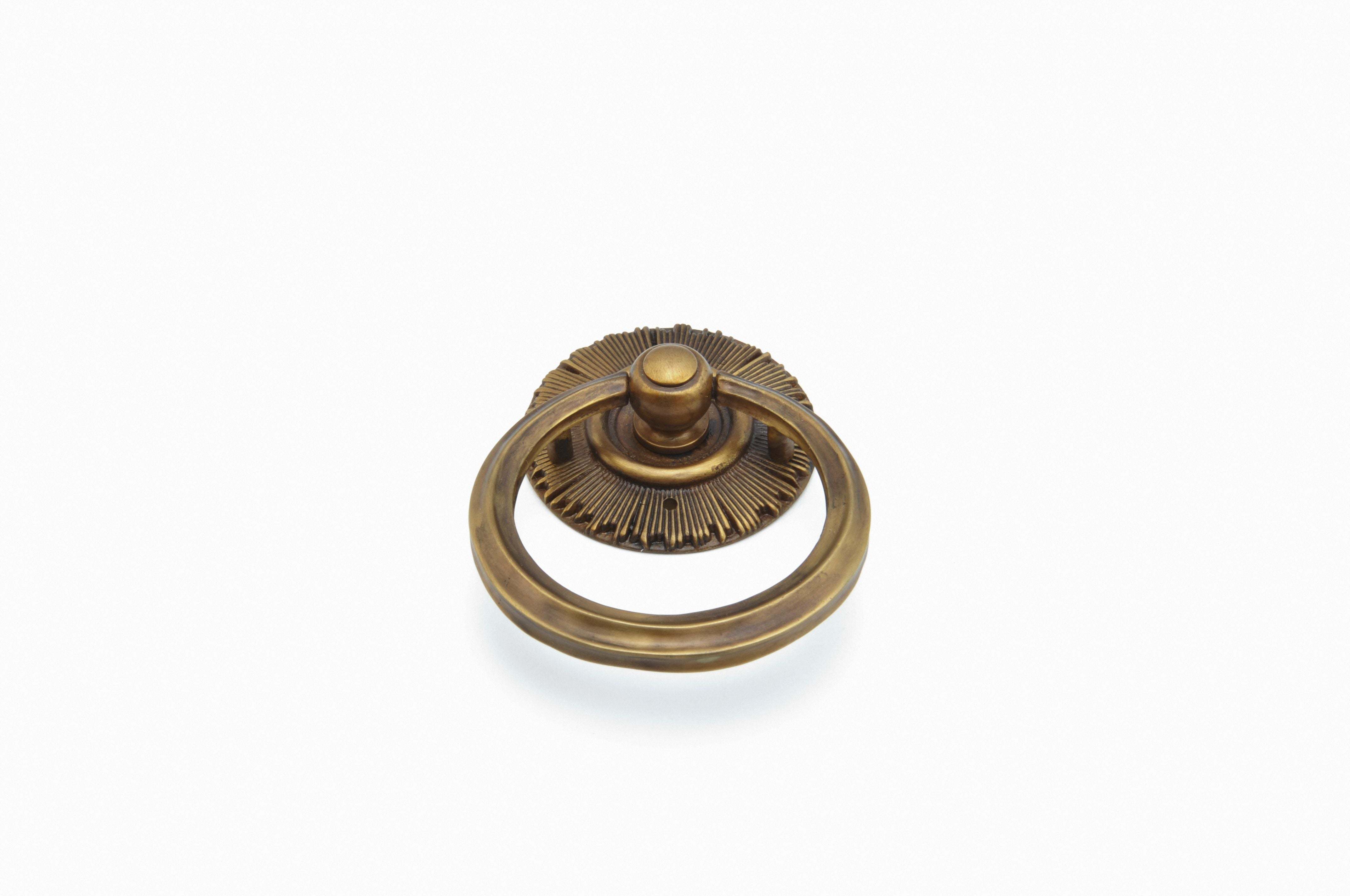 Schaub 977-ED 2-1/4" x 3" Sunburst Ring Pull and Backplate Estate Dover Finish Main image