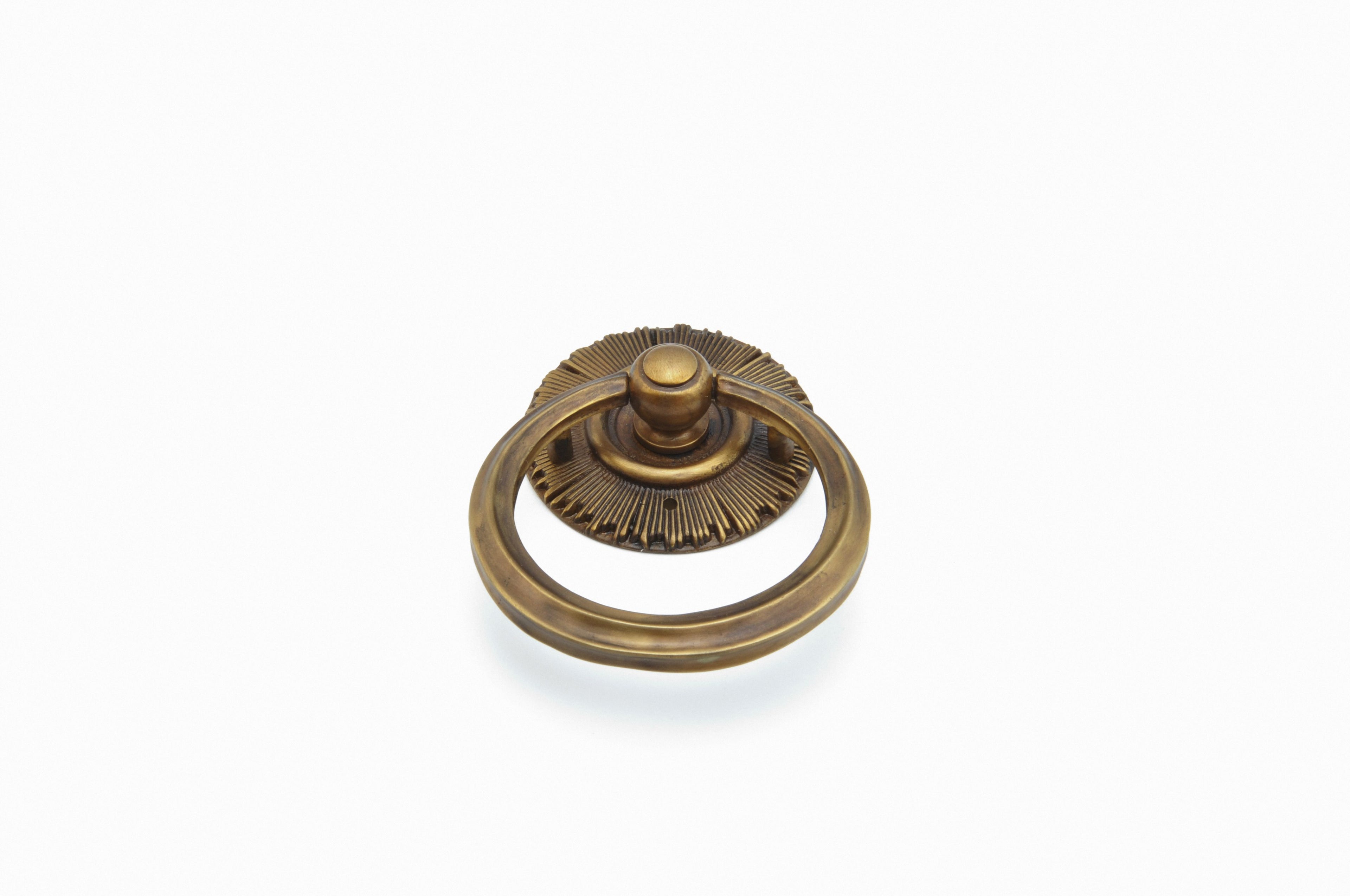 Schaub 977-ED 2-1/4" x 3" Sunburst Ring Pull and Backplate Estate Dover Finish