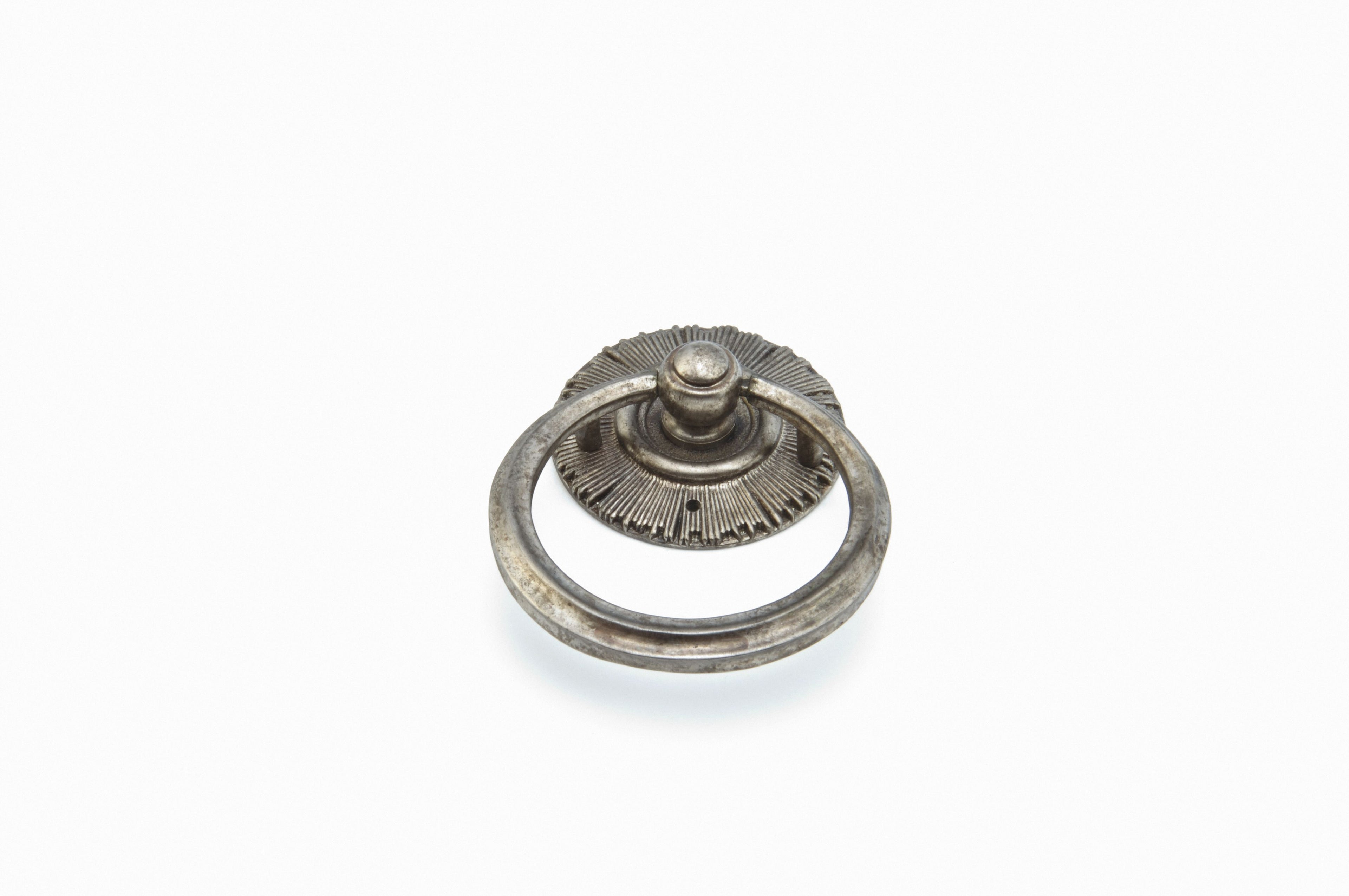 Schaub 977-SA 2-1/4" x 3" Sunburst Ring Pull and Backplate Silver Antique Finish