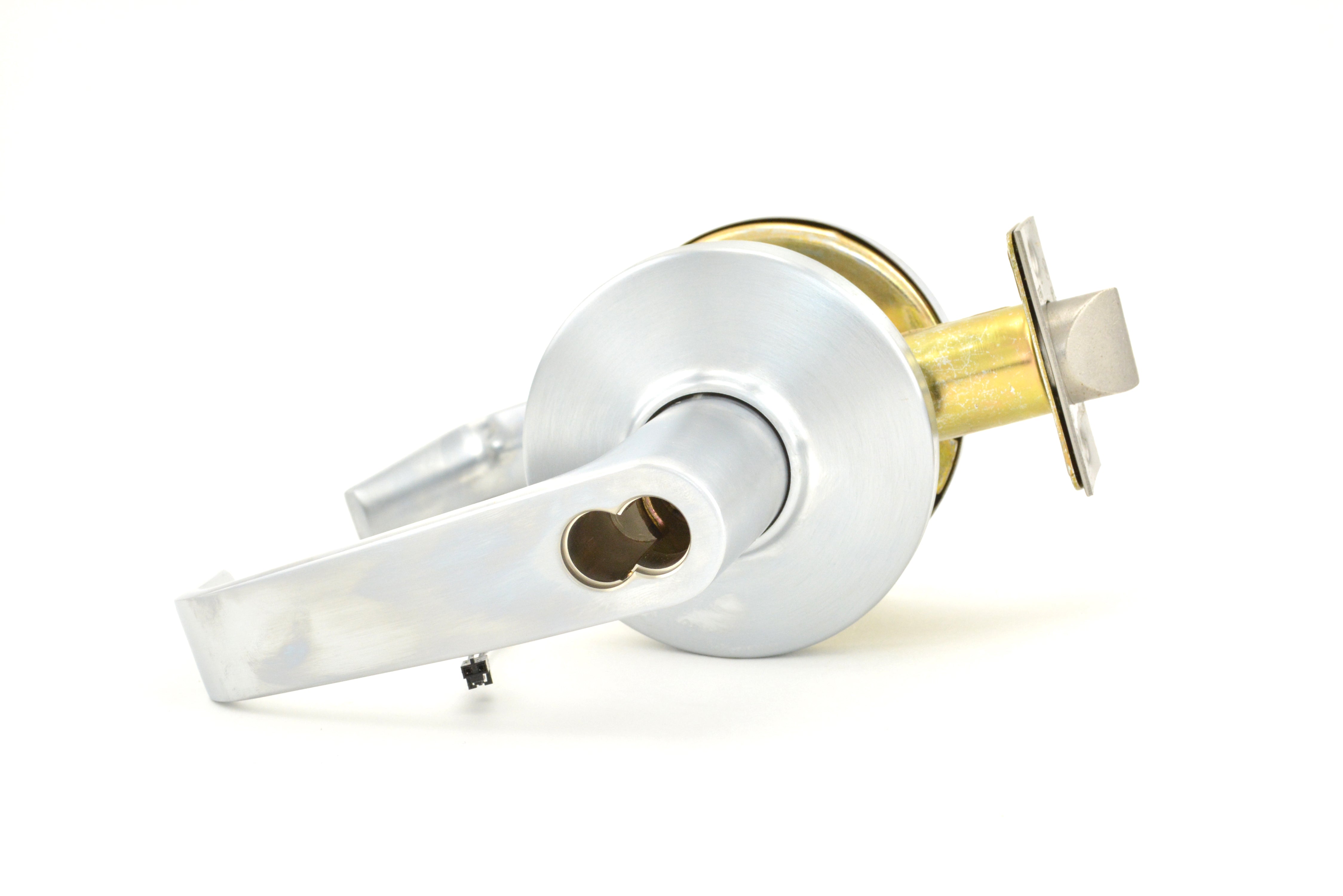 Best 9KW37DEU15DS3626 9KW Electromechanical Lock 2-3/4" Backset 7 Pin Storeroom Electrically Unlocked 15 Lever and D Rose with ANSI Strike Satin Chrome Finish Main image