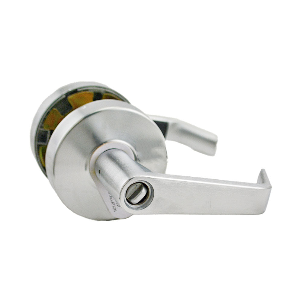 ASSA Abloy Accentra AU4607LN626LC Office Entry Augusta Lever Grade 2 Cylindrical Lock Less Cylinder, MCD234 Latch, and 497-114 Strike US26D (626) Satin Chrome Finish Main image