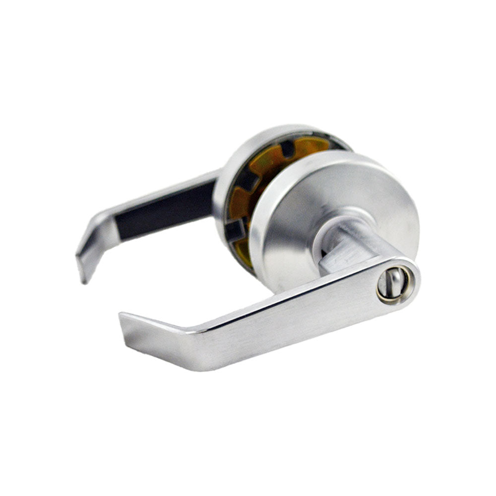 ASSA Abloy Accentra AU4607LN626SCHC Office Entry Augusta Lever Grade 2 Cylindrical Lock with Schlage C Keyway, MCD234 Latch, and 497-114 Strike US26D (626) Satin Chrome Finish Main image