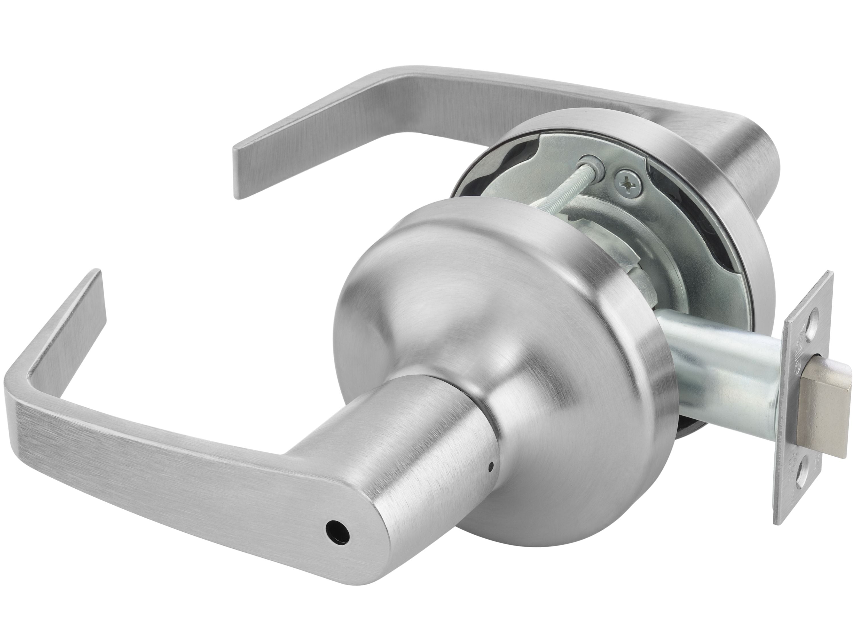 ASSA Abloy Accentra AU4702LN626 Privacy Augusta Lever Grade 1 Cylindrical Lock with 693 Latch and 497-114 Strike US26D (626) Satin Chrome Finish Main image