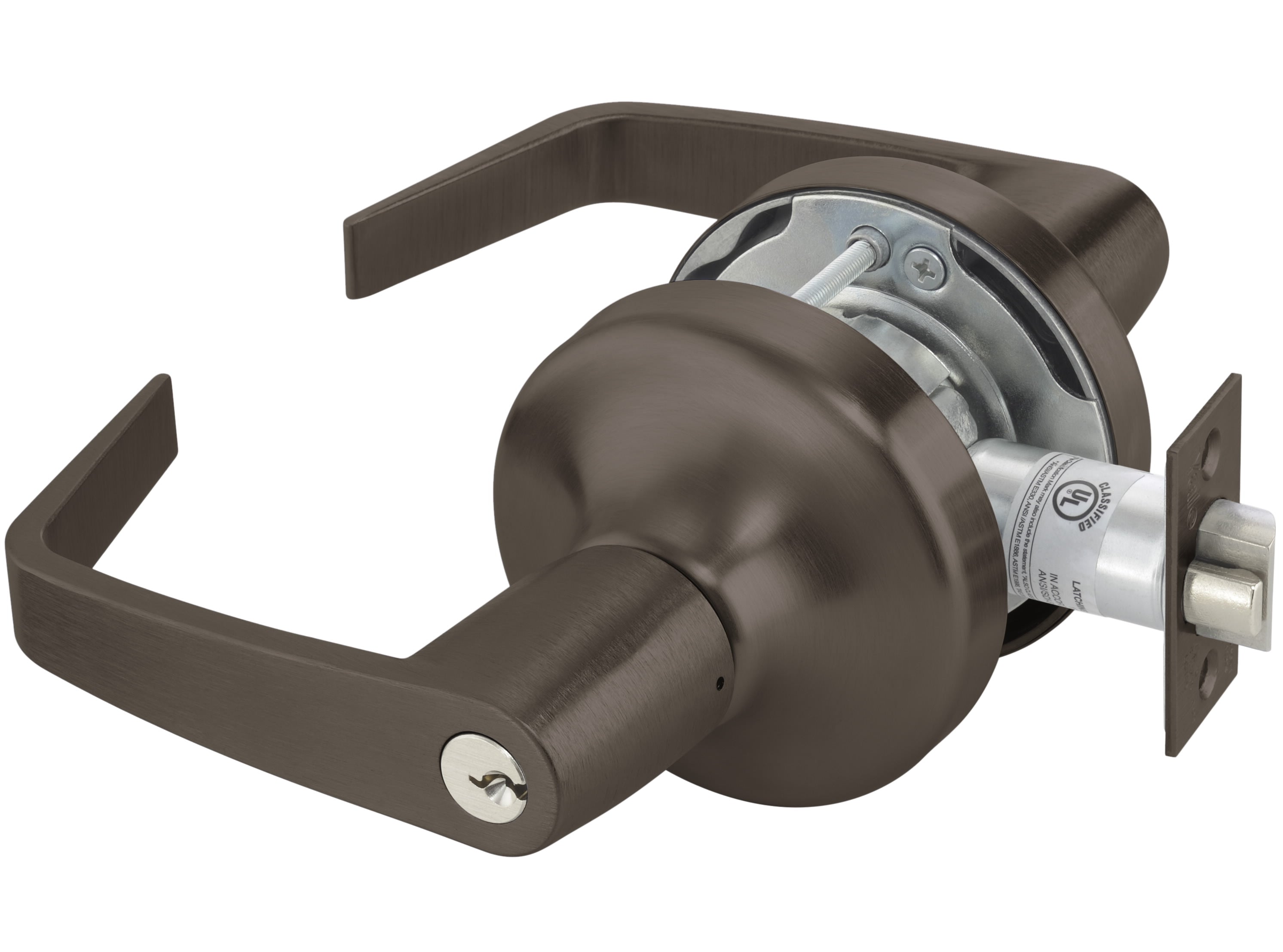 ASSA Abloy Accentra AU4705LN613ESCHC Storeroom Augusta Lever Grade 1 Cylindrical Lock with Schlage C Keyway, 694 Latch, and 497-114 Strike US10BE (613E) Oil Rubbed Bronze Finish Main image