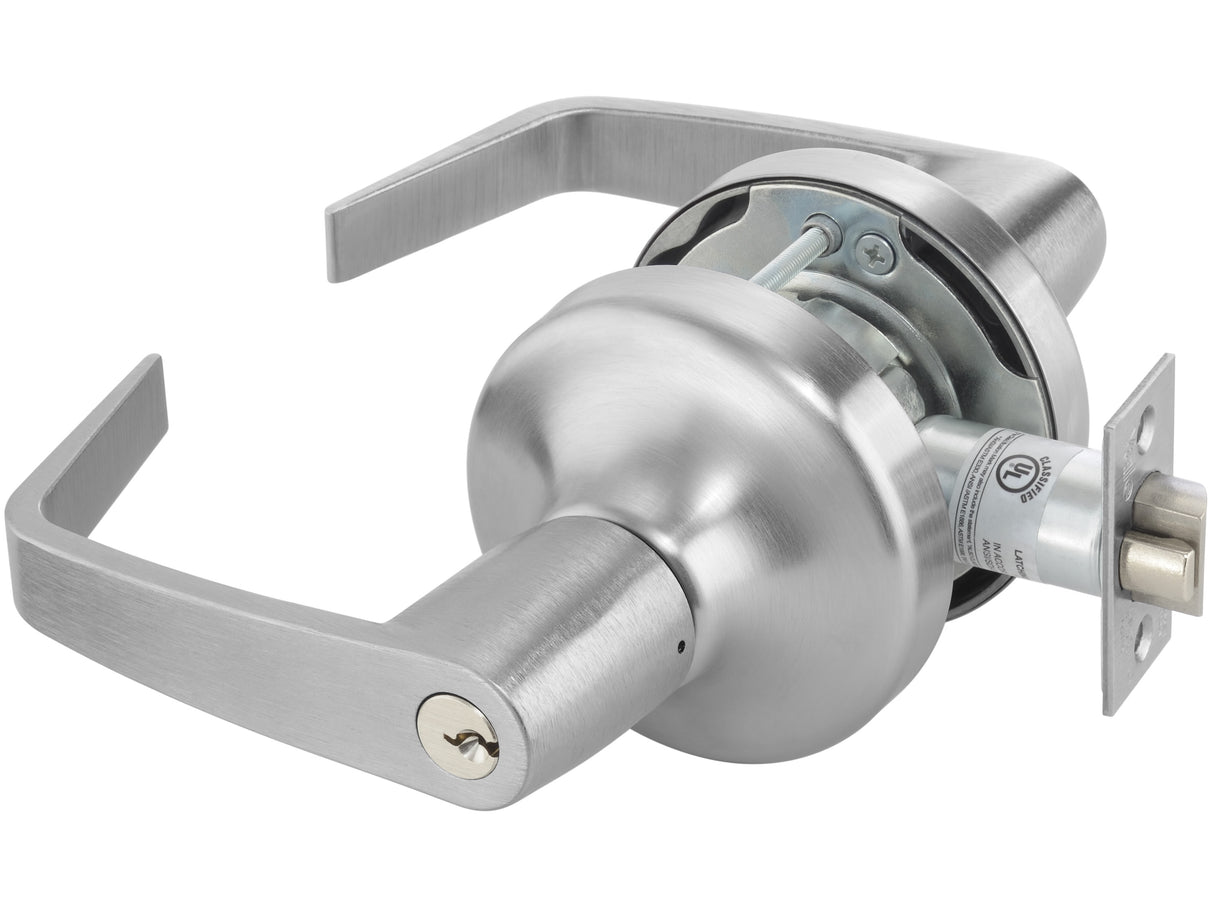 ASSA Abloy Accentra AU4705LN626SCHC Storeroom Augusta Lever Grade 1 Cylindrical Lock with Schlage C Keyway, 694 Latch, and 497-114 Strike US26D (626) Satin Chrome Finish