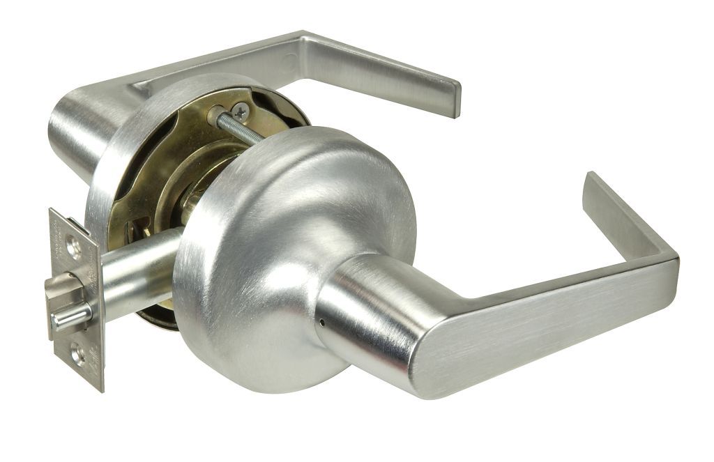 ASSA Abloy Accentra AU5301LN626 Passage Augusta Lever Grade 2 Cylindrical Lock with 380BN Latch and 497-114 Strike US26D (626) Satin Chrome Finish Main image