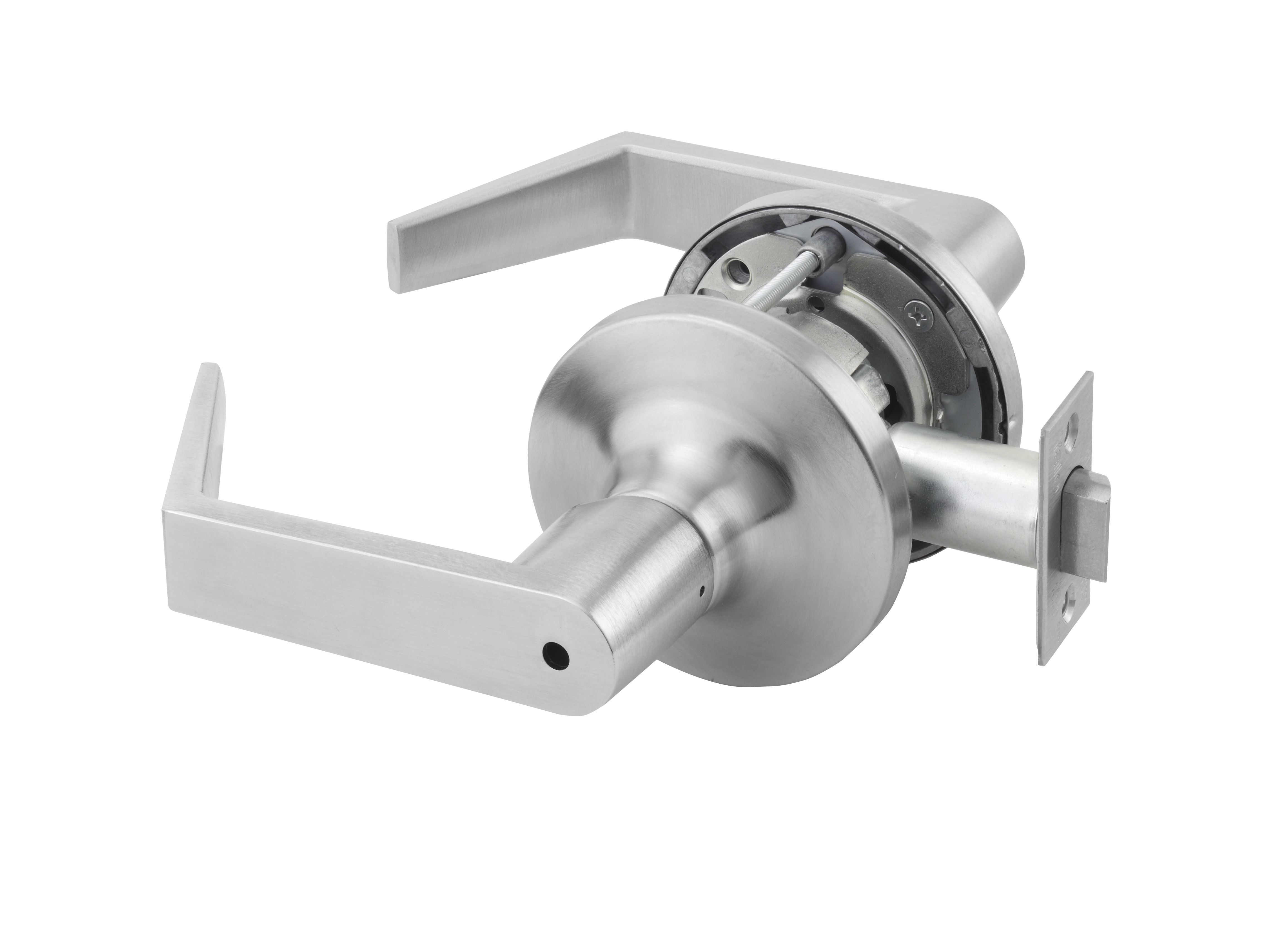ASSA Abloy Accentra AU5402LN626 Privacy Augusta Lever Grade 1 Cylindrical Lock with 693 Latch and 497-114 US26D (626) Satin Chrome Finish Main image