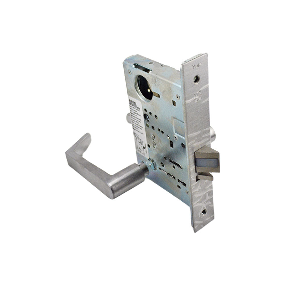ASSA Abloy Accentra AUCN8805FL626LC Storeroom Mortise Lock with Augusta Lever and Camden Escutcheon Less Cylinder with 2815 Curved Lip Strike Satin Chrome Finish Main image