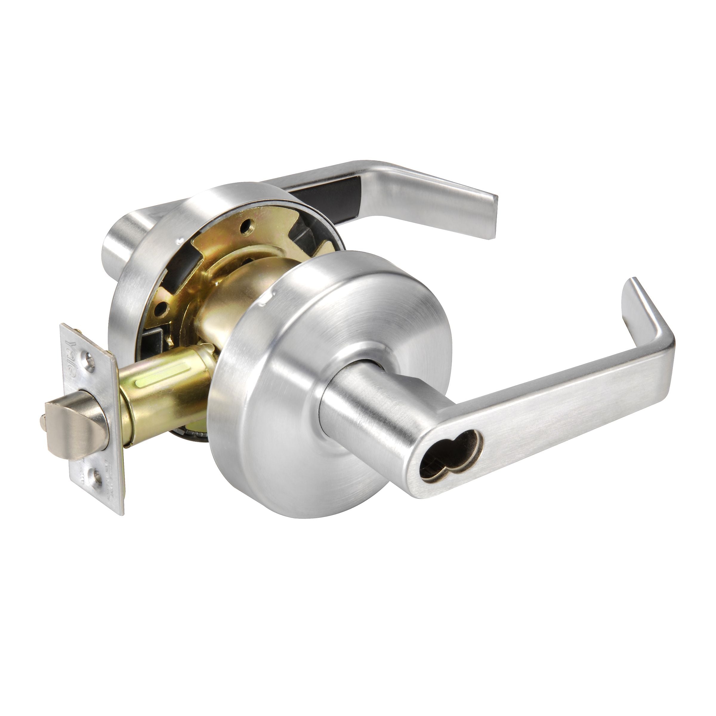 ASSA Abloy Accentra BAU4605LN626 Storeroom Augusta Lever Grade 2 Cylindrical Lock with Small Format Interchangeable Core, MCD234 Latch, and 497-114 Strike Prep US26D (626) Satin Chrome Finish Main image