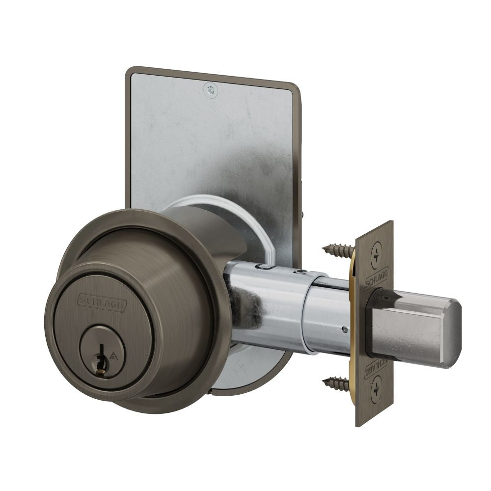 Schlage Commercial B560P613ISLOC Grade 2 Single Cylinder Deadbolt with C Keyway KA4 with 12287 Latch and 10094 Strike and Inside Locked Unlocked Indicator Oil Rubbed Bronze Finish Main image
