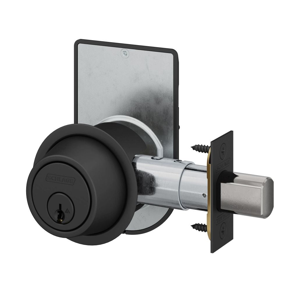 Schlage Commercial B560P622ISLOC Grade 2 Single Cylinder Deadbolt with C Keyway KA4 with 12287 Latch and 10094 Strike and Inside Locked Unlocked Indicator Matte Black Finish