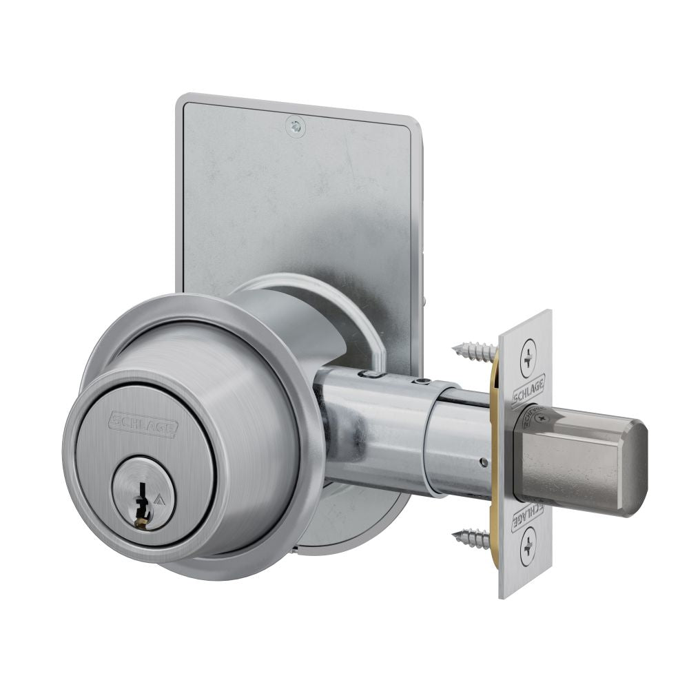 Schlage Commercial B560P626ISLOC Grade 2 Single Cylinder Deadbolt with C Keyway KA4 with 12287 Latch and 10094 Strike and Inside Locked Unlocked Indicator Satin Chrome Finish