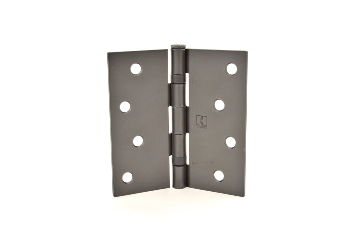 Hager BB1741410R Pair of 4" x 4" Square Corner Ball Bearing Full Mortise Residential Weight Hinges Matte Antique Bronze Finish