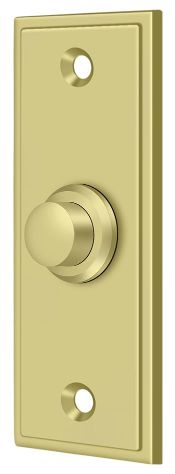 Deltana BBS333U3 Bell Button; Rectangular Contemporary; Bright Brass Finish Main image