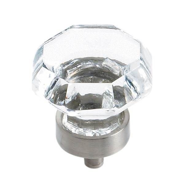 Amerock BP55268CG10 1-5/16" (33 mm) Diameter Traditional Classics Cabinet Knob Clear Glass / Satin Nickel Finish