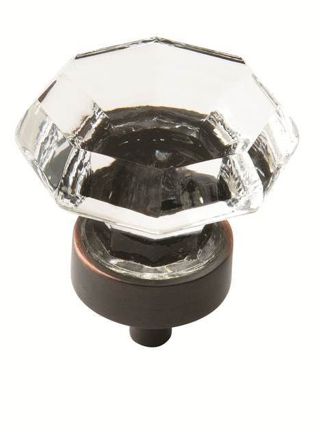 Amerock BP55268CORB 1-5/16" (33 mm) Diameter Traditional Classics Cabinet Knob Glass / Oil Rubbed Bronze Finish