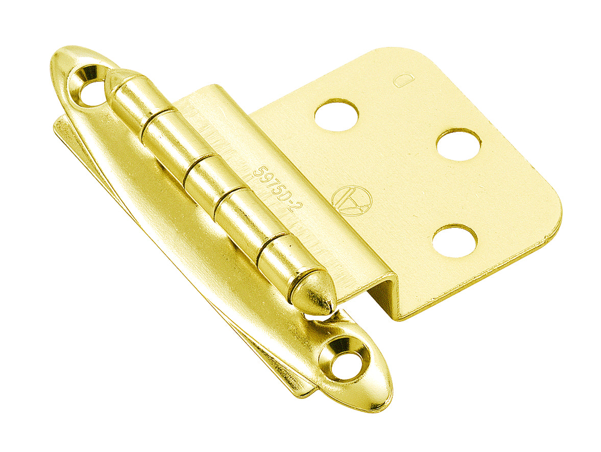 Amerock BPR34173 3/8" (10 mm) Inset Non Self Closing Face Mount Cabinet Hinge 2 Pack Bright Brass Finish