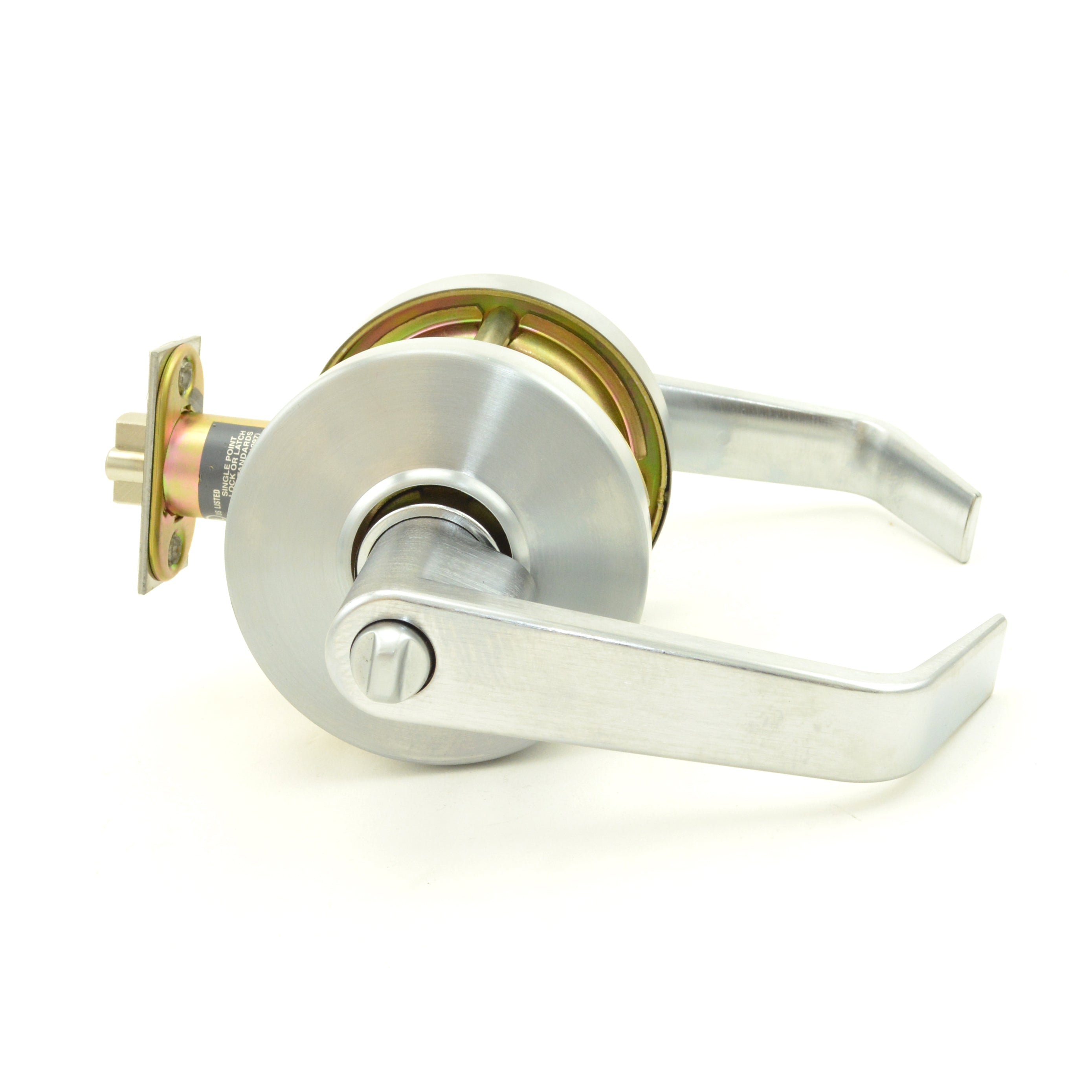 Dexter Commercial C1000ENTRR626KDC Entry / Office Grade 1 Regular Lever Clutching Cylindrical Lock with C Keyway; 2-3/4" Backset with 1-1/8" Face; and ANSI Strike Satin Chrome Finish Main image