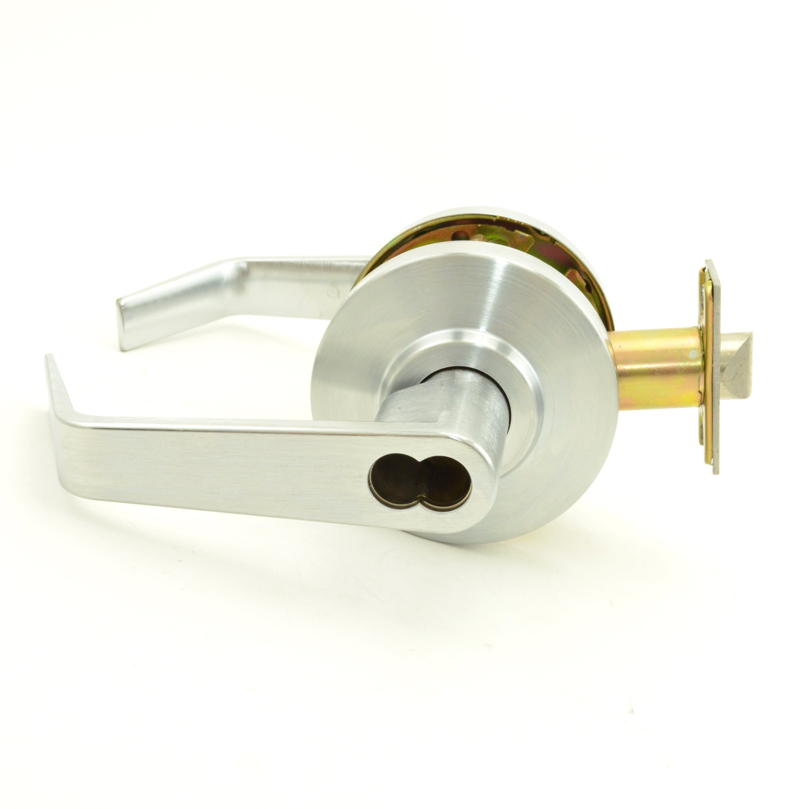 Dexter Commercial C2000CLENTRR626SFIC Entry / Office Grade 2 Regular Lever Clutching Cylindrical Lock with Small Format IC Prep; 2-3/4" Backset; and ANSI Strike Satin Chrome Finish Main image
