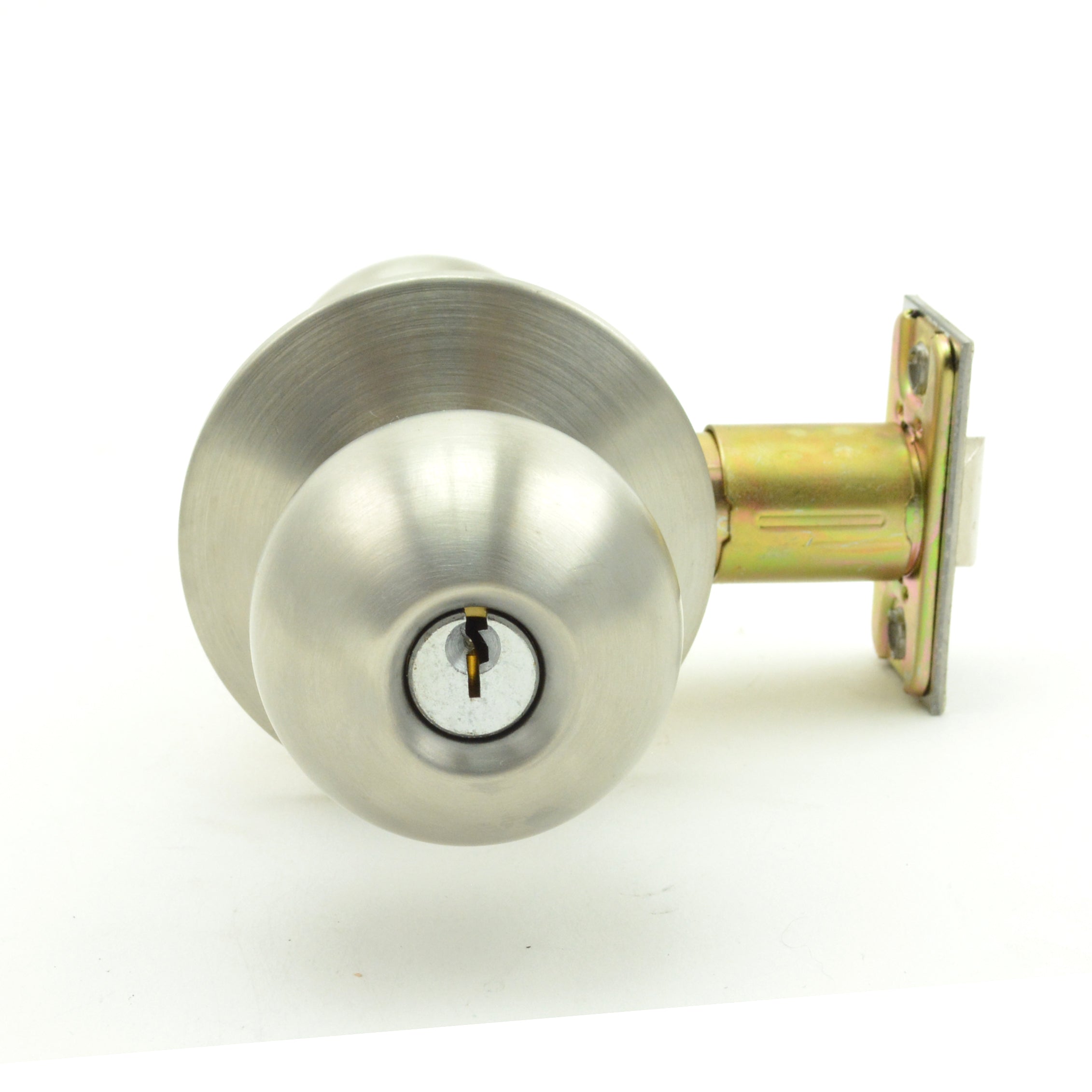 Dexter Commercial C2000CLRMB630KDC Classroom Grade 2 Ball Knob Non Clutching Cylindrical Lock with C Keyway; 2-3/4" Backset; and ANSI Strike Satin Stainless Steel Finish Main image