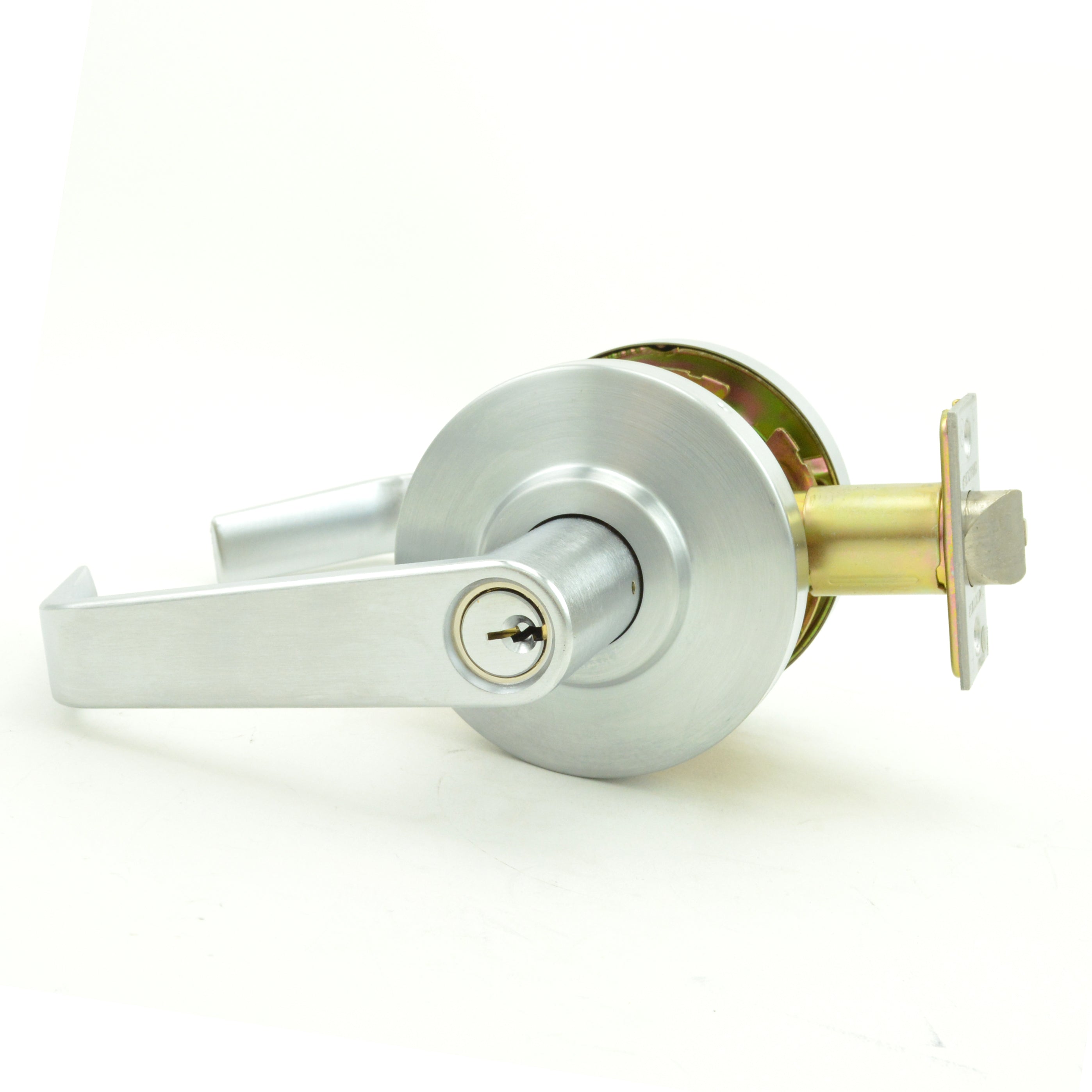Dexter Commercial C2000CLSTRMR626KDC Storeroom Grade 2 Regular Lever Clutching Cylindrical Lock with C Keyway; 2-3/4" Backset; and ANSI Strike Satin Chrome Finish Main image