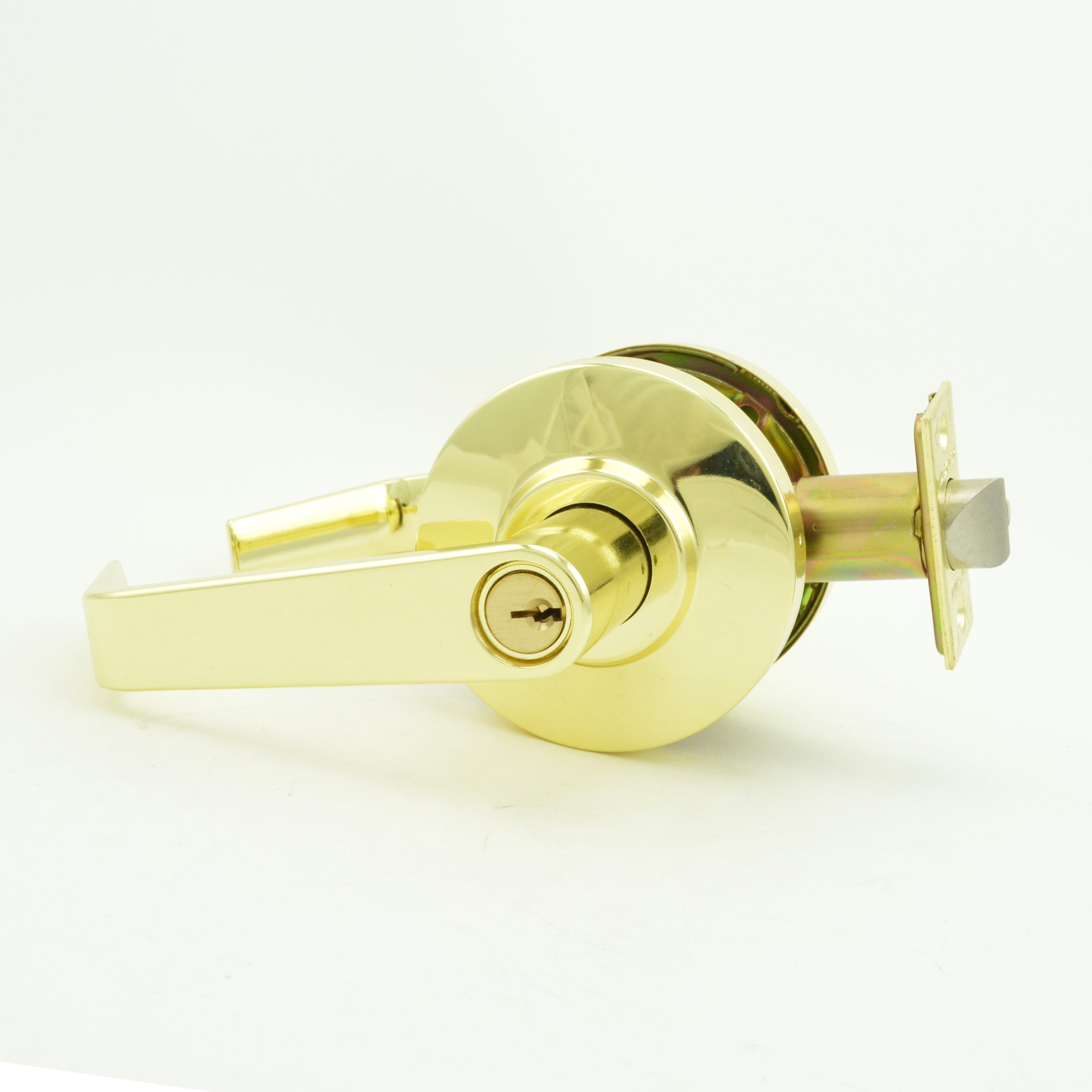 Dexter Commercial C2000ENTRR605KDC Entry / Office Grade 2 Regular Lever Non Clutching Cylindrical Lock with C Keyway; 2-3/4" Backset; and ANSI Strike Bright Brass Finish Main image
