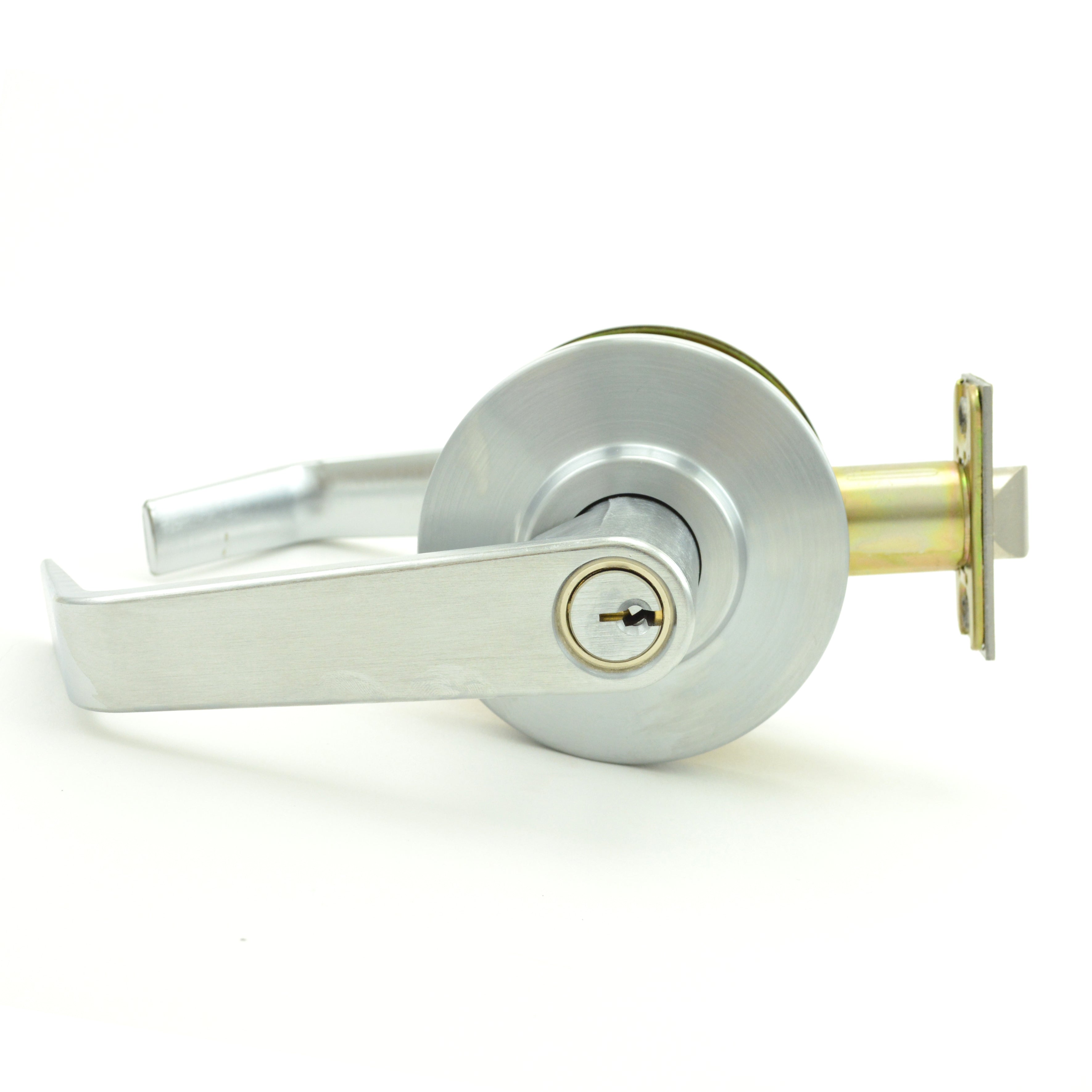 Dexter Commercial C2000STRMR626KDC Storeroom Grade 2 Regular Lever Non Clutching Cylindrical Lock with C Keyway; 2-3/4" Backset; and ANSI Strike Satin Chrome Finish Main image