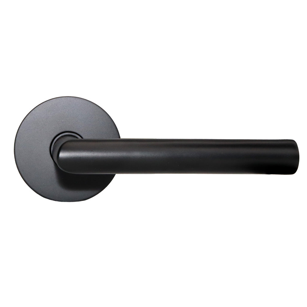 Emtek C5109STUUS19 Stuttgart Lever 2-3/8" Backset Passage with Disk Rose with CF Mechanism for 1-3/8" to 1-3/4" Door Flat Black Finish