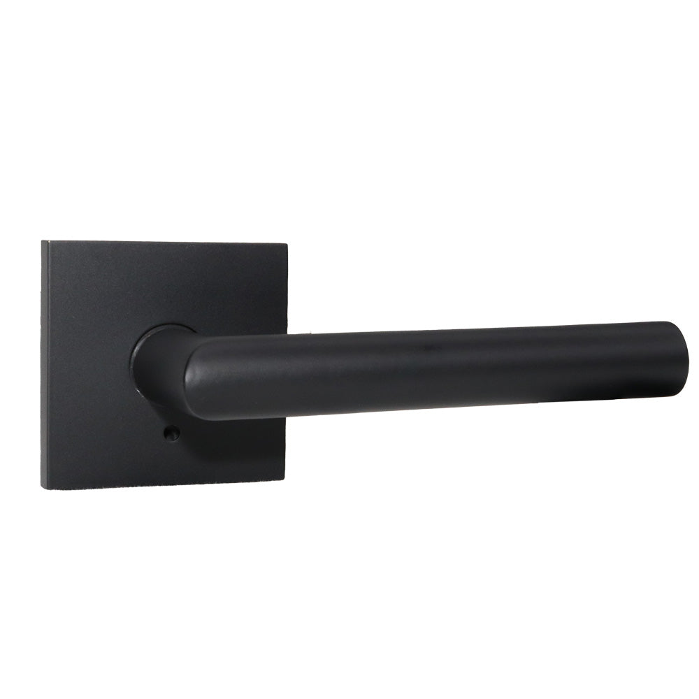 Emtek C5210STUUS19 Stuttgart Lever 2-3/8" Backset Privacy with Square Rose with CF Mechanism for 1-3/8" to 1-3/4" Door Flat Black Finish Main image