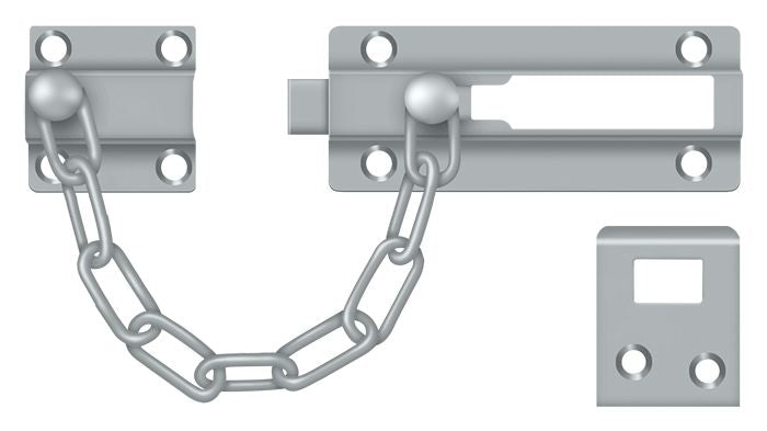 Deltana CDG35U26D Door Guard; Chain / Doorbolt; Satin Chrome Finish Main image