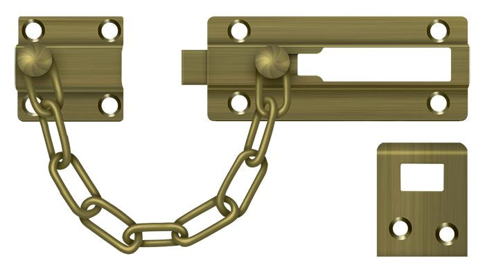 Deltana CDG35U5 Door Guard; Chain / Doorbolt; Antique Brass Finish Main image