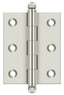 Deltana CH2520U14 2-1/2" x 2" Hinge; with Ball Tips; Bright Nickel Finish