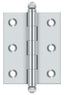 Deltana CH2520U26 2-1/2" x 2" Hinge; with Ball Tips; Bright Chrome Finish