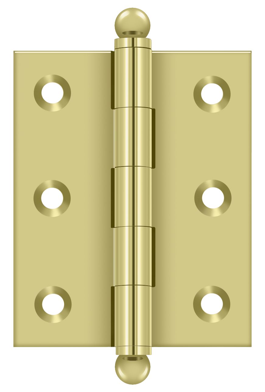 Deltana CH2520U3-UNL 2-1/2" x 2" Hinge; with Ball Tips; Unlacquered Bright Brass Finish Main image
