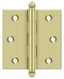 Deltana CH2525U3-UNL 2-1/2" x 2-1/2" Hinge; with Ball Tips; Unlacquered Bright Brass Finish
