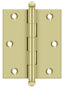 Deltana CH3025U3-UNL 3" x 2-1/2" Hinge; with Ball Tips; Unlacquered Bright Brass Finish