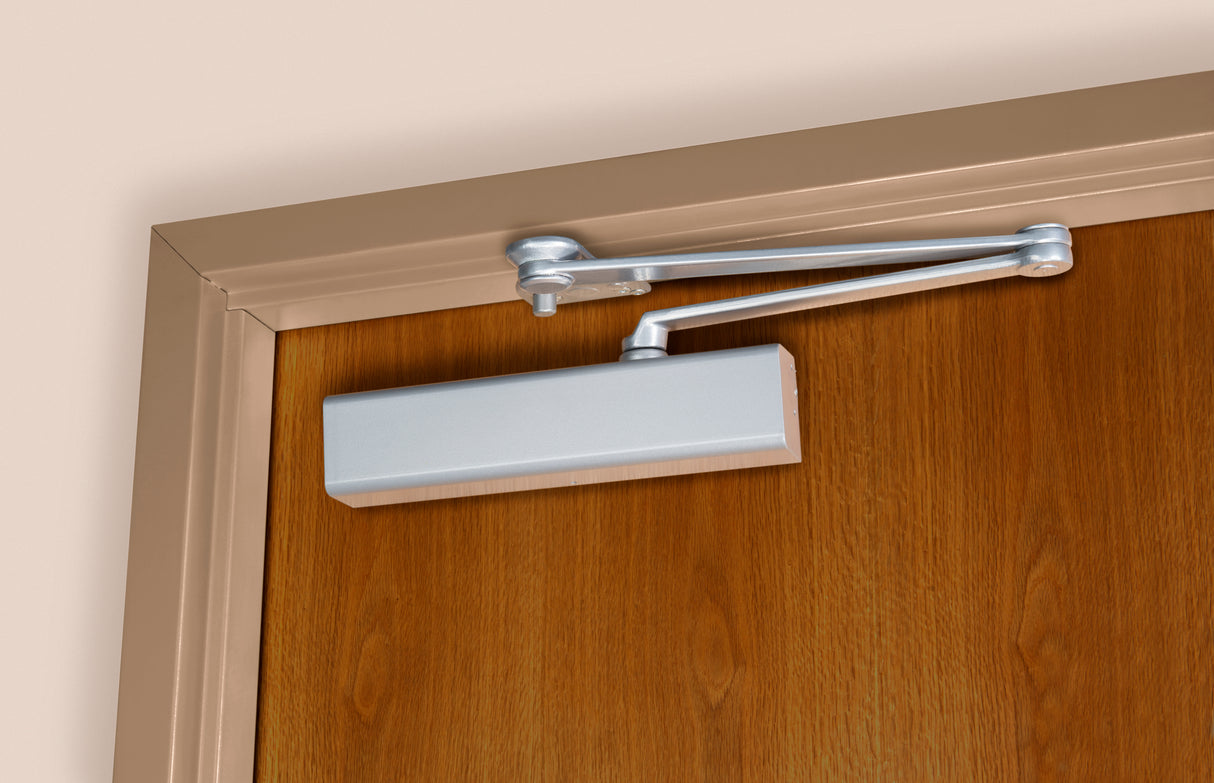 Norton CLP8501T689 CloserPlus Spring Arm Adjustable Surface Mount Door Closer with Full Cover and Sex Nuts Aluminum Finish