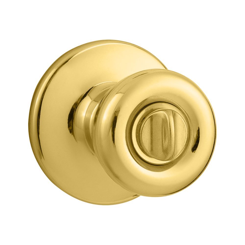 Kwikset CP300T-3 Clear Pack Tylo Knob Privacy Door Lock with 6AL Latch and RCS Strike Bright Brass Finish
